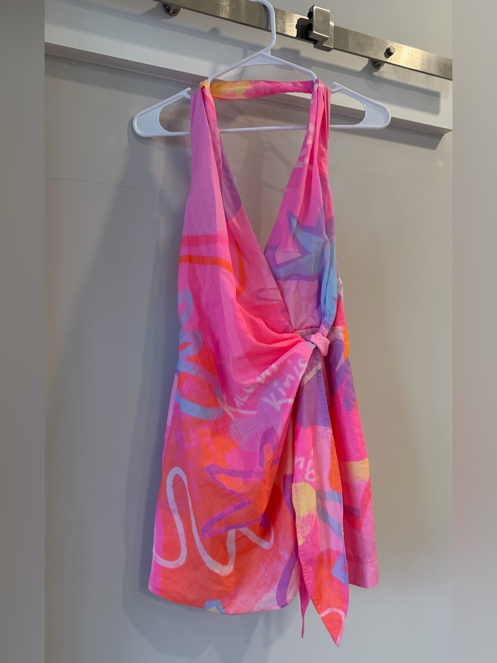 Kulani Kinis Heartbreaker Halter Wrap Mini Dress XS